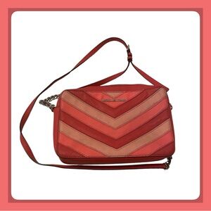 Michael Kors Coral‎ and Light Red Crossbody Bag with Chevron Design